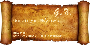 Genzinger Násfa névjegykártya
